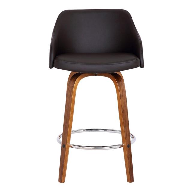 Aiken 76cm Swivel Bar Stool Corrigan Studio Seat Colour: Brown, Base Colour: Walnut on Productcaster.