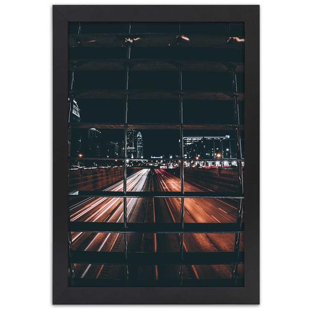 Street at Night - Picture Frame Photograph 17 Stories Size: 100cm H x 70cm W x 2cm D, Frame Colour: Black on Productcaster.