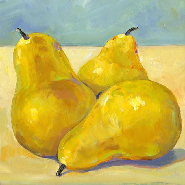 Tres Pears by Timothy O' Toole - Wrapped Canvas Painting August Grove Size: 76cm H x 76cm W on Productcaster.