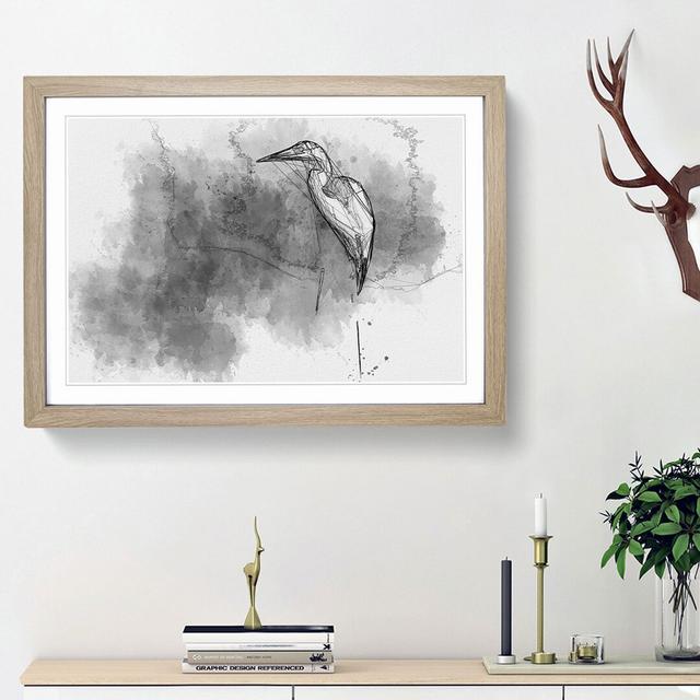 Stork Bird in Abstract - Picture Frame Graphic Art Print East Urban Home Frame Option: Oak Framed, Size: 27cm H x 36cm W x 2cm D on Productcaster.