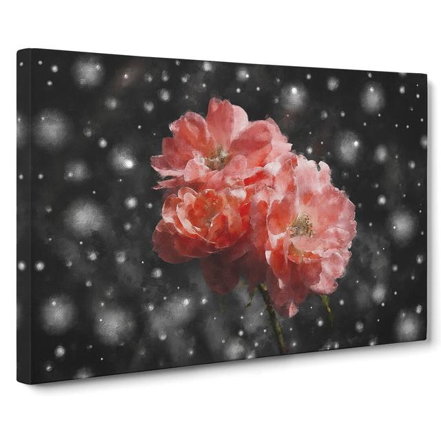 Three Pink Flowers - Wrapped Canvas Print East Urban Home Size: 35cm H x 50cm W x 3cm D on Productcaster.