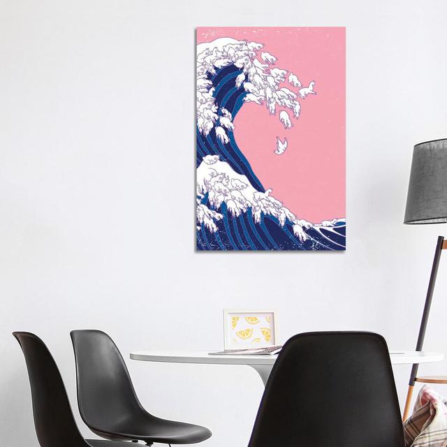 Llama Waves in Pink by Big Nose Work - Wrapped Canvas Graphic Art Highland Dunes Size: 101.6cm H x 66.04cm W x 3.81cm D on Productcaster.