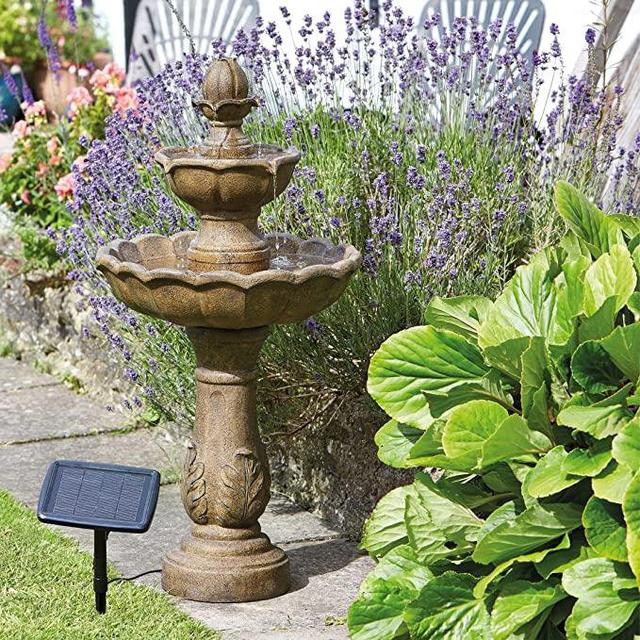 Bernth Concrete Solar Kingsbury Garden Water Fountain Bird Bath Latitude Vive on Productcaster.