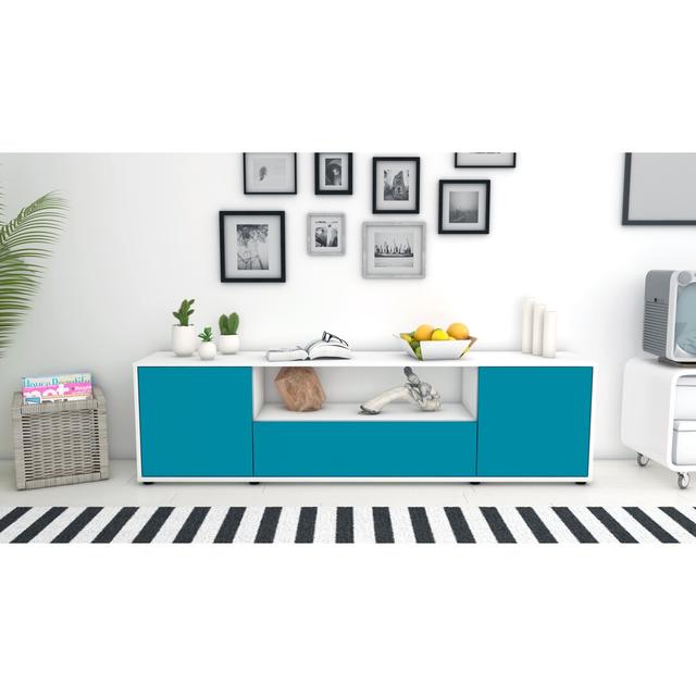 Poppe TV Stand for Tvs up to 78" Brayden Studio Colour: Turquoise / Matte White on Productcaster.