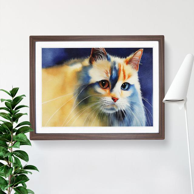 Watercolour Cat Vol.1 - Single Picture Frame Print ClassicLiving Size: 34cm H x 46cm W x 2cm D, Frame Colour: Walnut Framed on Productcaster.