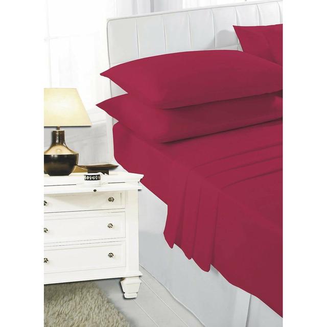 Harwill 132 Thread Count Fitted Sheet Ebern Designs Colour: Red, Size: Double (4'6) on Productcaster.