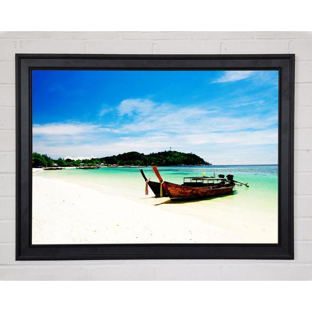 Boats On The White Sand Paradise Island Framed Print Highland Dunes Size: 59.7cm H x 84.1cm W on Productcaster.