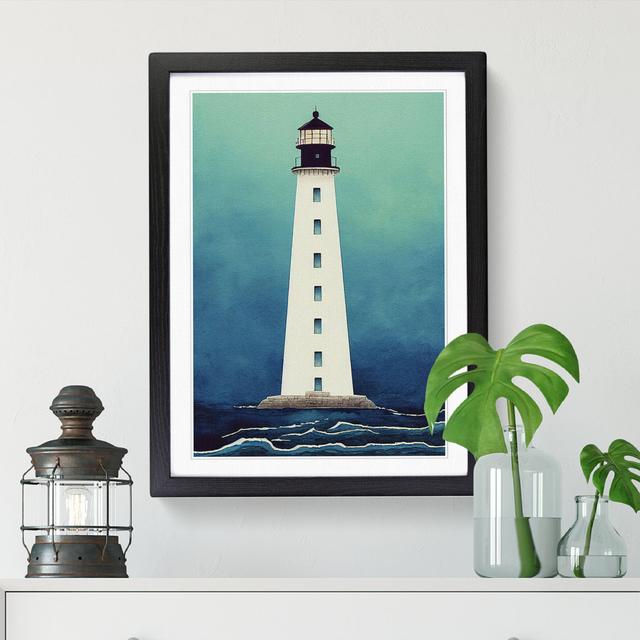 Watercolour Lighthouse - Print Breakwater Bay Size: 46cm H x 34cm W x 2cm D, Frame Option: Black on Productcaster.