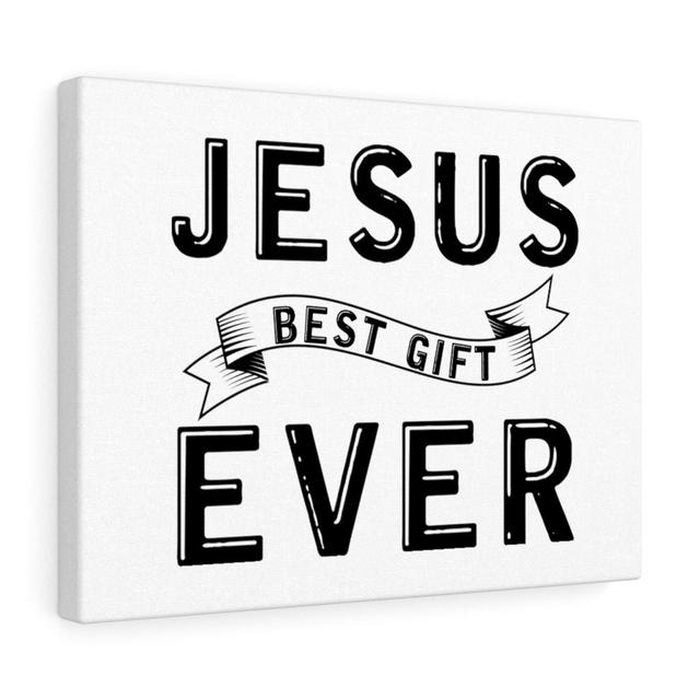 Jesus Best Gift Ever - Wrapped Canvas Typography Blue Elephant Size: 28cm H x 36cm W on Productcaster.