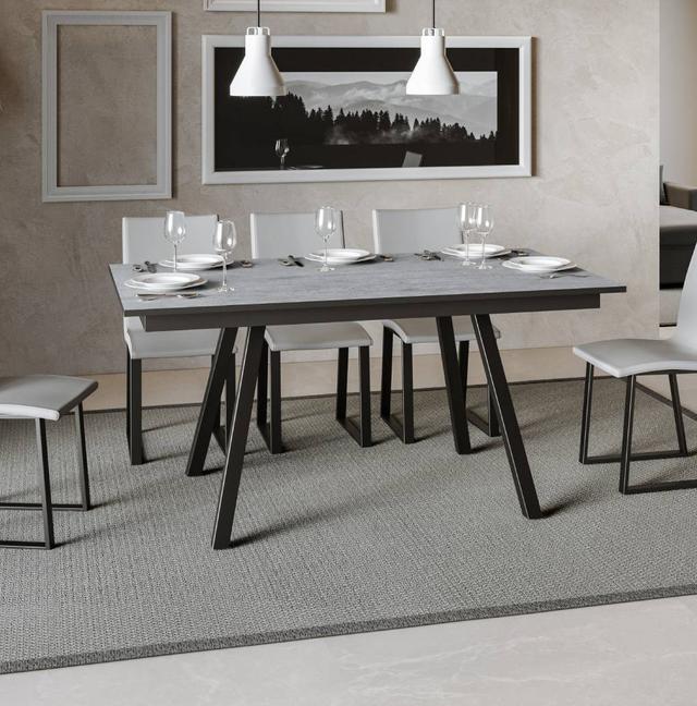 Ausziehbarer Esstisch Hearne ScanMod Design Größe: 74 cm H x 90 cm B x 220 cm L, Farbe der Tischplatte: Beton on Productcaster.