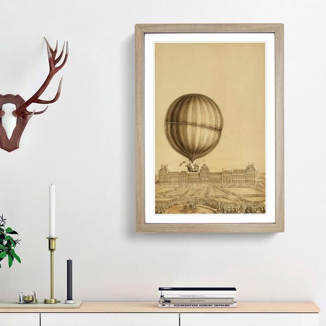 Hot Air Balloon Above Versailles Palace - Picture Frame Painting Print on MDF East Urban Home Size: 65cm H x 48cm W x 2cm D, Frame Option: Oak Framed on Productcaster.