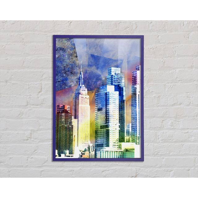 Rainbow City Buildings - Print Brayden Studio Size: 84.1cm H x 59.7cm W x 2cm D, Format: Purple Framed Paper on Productcaster.