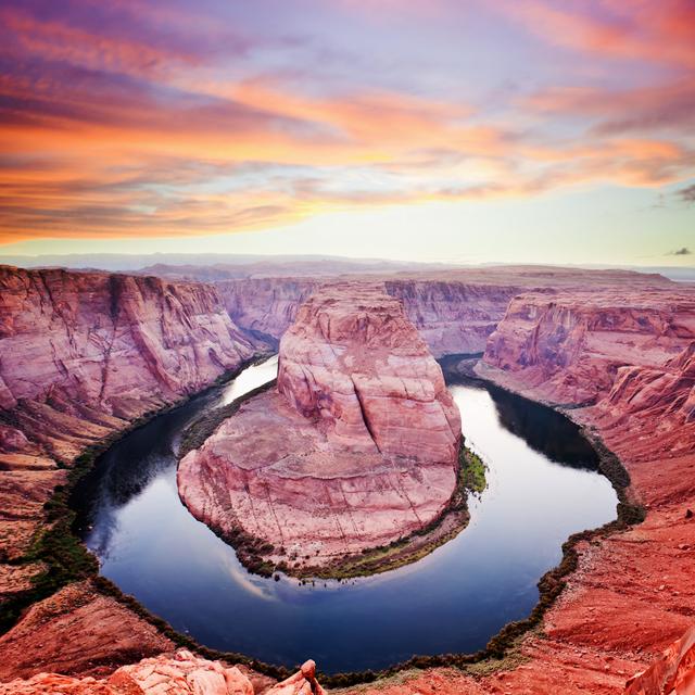 Horseshoe Bend At Dusk by FernandoAH - Wrapped Canvas Art Prints Natur Pur Size: 122cm H x 122cm W on Productcaster.