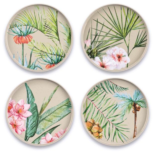 Haruto Tropical Salad Plate Set of 4 x 2 Bay Isle Home on Productcaster.