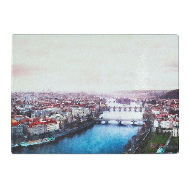 Tempered Glass Prague Czech Republic Skyline Chopping Board East Urban Home Size: 20 cm x 28.5 cm on Productcaster.