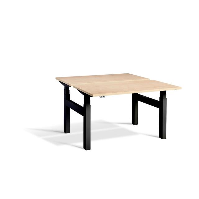 Troxler Standing Desk Ebern Designs Size: 1300cm H x1600cm W x 800cm D, Frame Colour: Black, Top Colour: Maple on Productcaster.