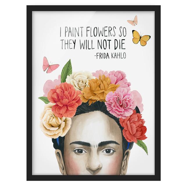 Frida's Thoughts - Flowers - Picture Frame Painting Latitude Vive Size: 55cm H x 40cm W x 2cm D, Frame Option: Black Framed on Productcaster.