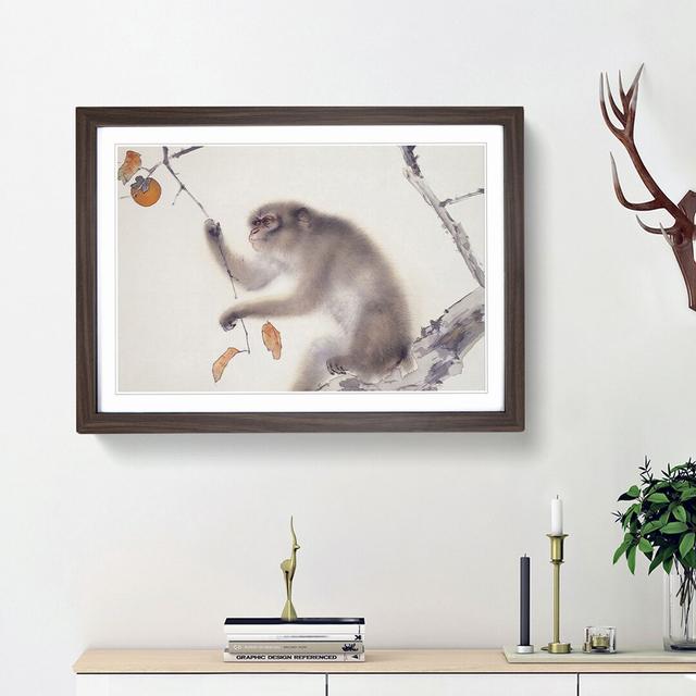 A Monkey by Kansetsu Hashimoto - Picture Frame Painting Print on Paper East Urban Home Frame Option: Walnut Framed, Size: 33cm H x 45cm W x 2cm D on Productcaster.