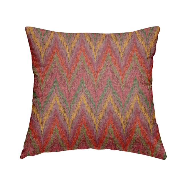 Silberman Striped Cotton Cushion with Filling World Menagerie Size: 43cm H x 43cm W x 5cm D, Colour: Red/Green/Pink on Productcaster.