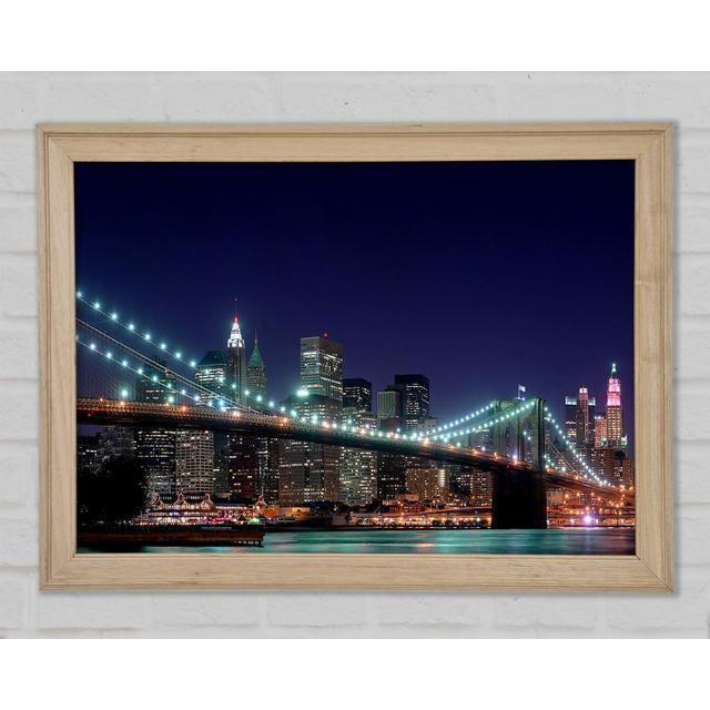 Brooklyn Bridge New York Lights - Single Picture Frame Art Prints Bright Star Size: 84.1cm H x 118.9cm W on Productcaster.