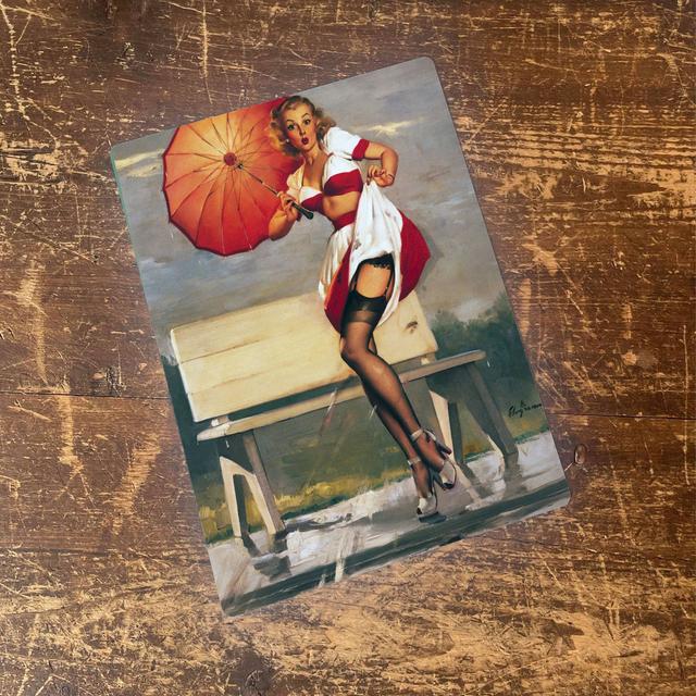 Pin Up Girl In Rain - Metal Personalised Art Wall Sign British Metal Sign Conpany Size: 40cm H x 28cm W on Productcaster.