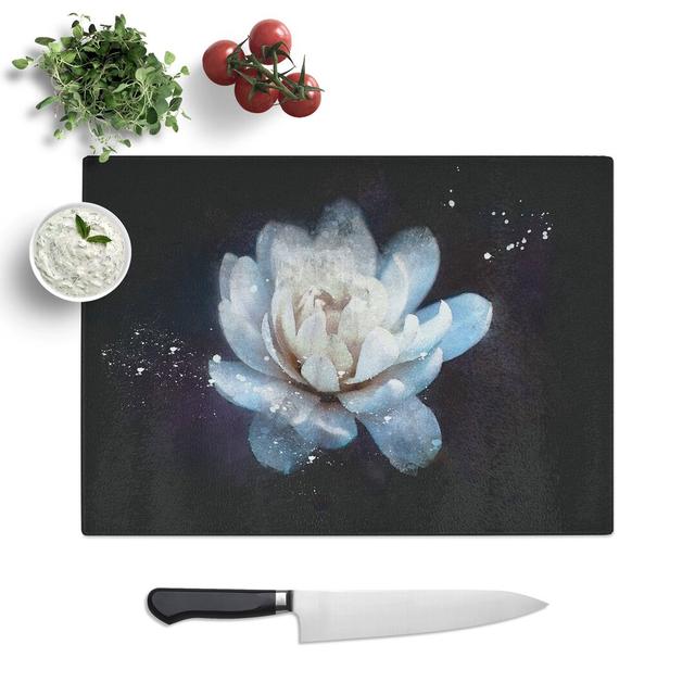 Tempered Glass Blue Magnolia Flower Chopping Board East Urban Home Size: 28.5 cm x 39 cm on Productcaster.