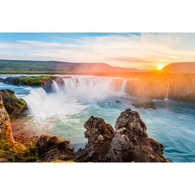 Godafoss Waterfall, Europe Union Rustic Size: 51cm H x 76cm W x 3.8cm D on Productcaster.