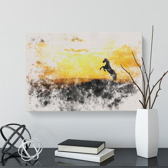 Horse At Sunset - Wrapped Canvas Print East Urban Home Size: 50cm H x 76cm W x 3cm D on Productcaster.