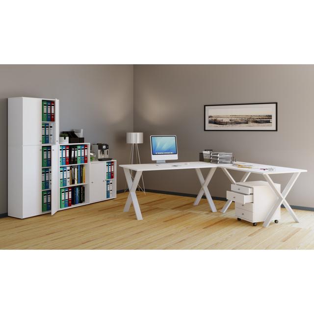 Avey L-Shaped Writing Desk August Grove Colour: White, Size: 76cm H x 190cm W x 50cm D on Productcaster.