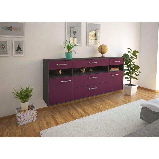 Sideboard in Inglewood, flying/metal handles, size: 180x79x35cm Ebern Designs Colour: Purple/Anthracite on Productcaster.