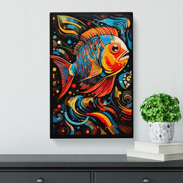 Fish Abstract Art House of Hampton Size: 60cm H x 40cm W x 3cm D on Productcaster.