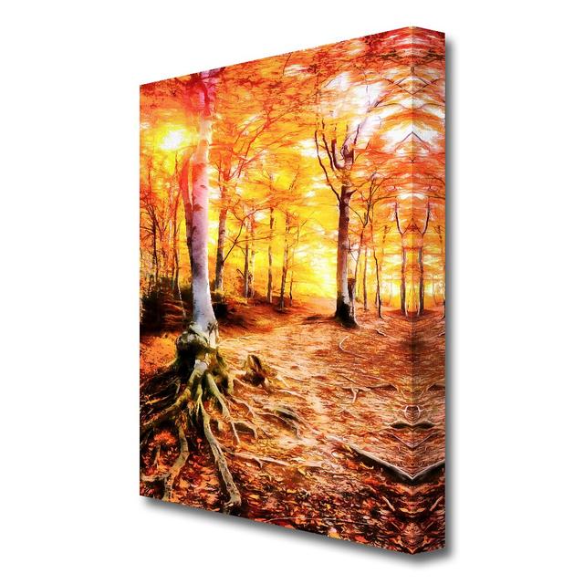 Golden Tre Walk Flowers - Wrapped Canvas Painting Print East Urban Home Size: 101.6 cm H x 66 cm W x 4.4cm D on Productcaster.