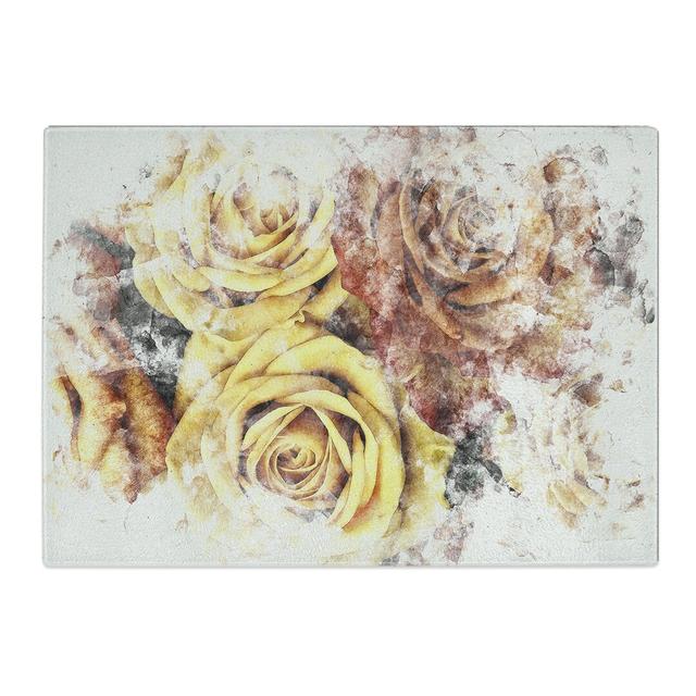 Tempered Glass View of the Roses Watercolour Chopping Board East Urban Home Size: 20 cm x 28.5 cm on Productcaster.