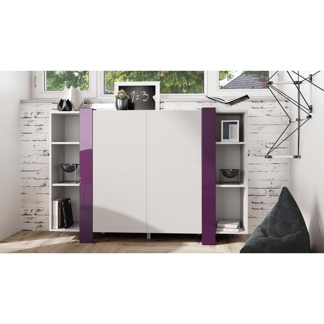 Highboard Lucea Ivy Bronx Colour: White Matt/Blackberry High Gloss on Productcaster.