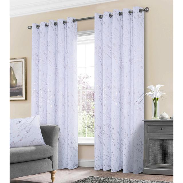 Foland Velour Room Darkening Grommet / Eyelet Curtain Pair (Set of 2) Ophelia & Co. Panel Size: 165cm Width x 183cm Drop, Curtain Colour: White on Productcaster.