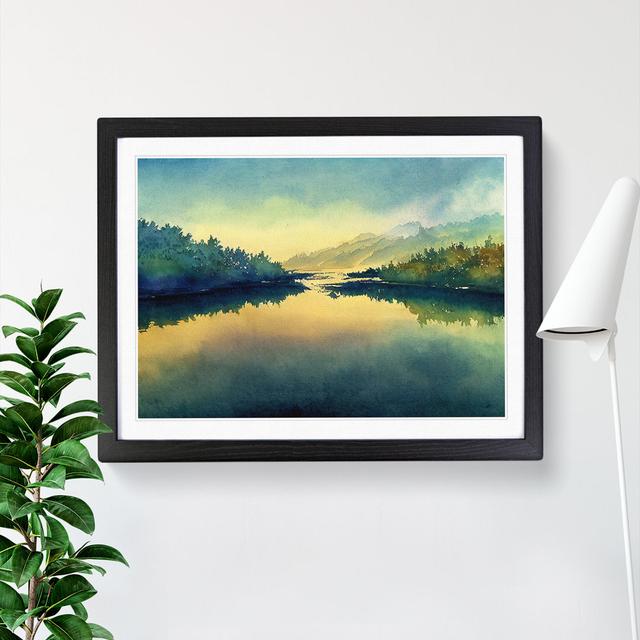 Serene River - Single Picture Frame Painting Marlow Home Co. Size: 46cm H x 64cm W x 2cm D, Frame Colour: Black on Productcaster.