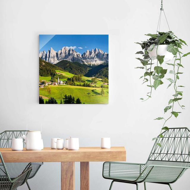 Glasbild Geisler Peaks in South Tyrol East Urban Home Größe: 50 cm H x 50 cm B x 0,4 cm T on Productcaster.