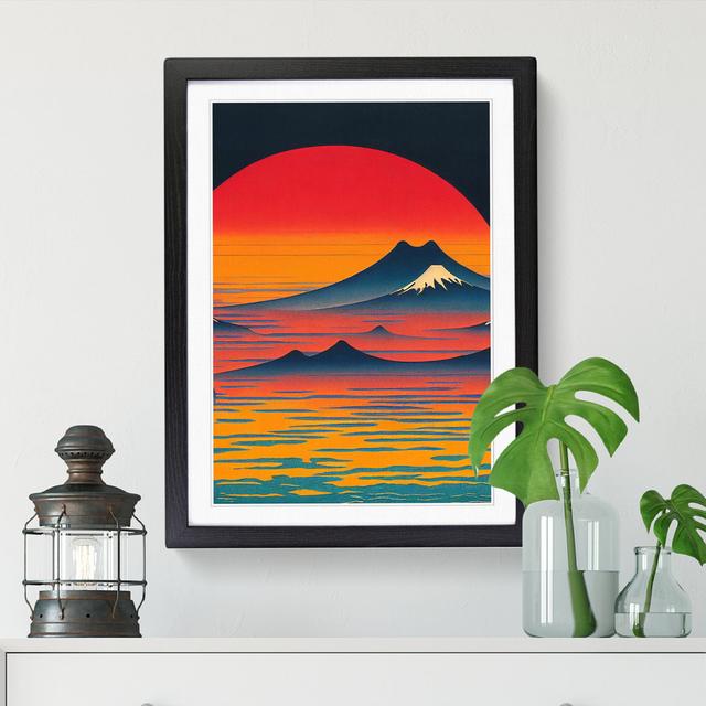 Annmary Japanese Sunset Retro - Picture Frame Print Alpen Home Frame Option: Oak, Size: 25cm H x 2cm W x 3cm D on Productcaster.