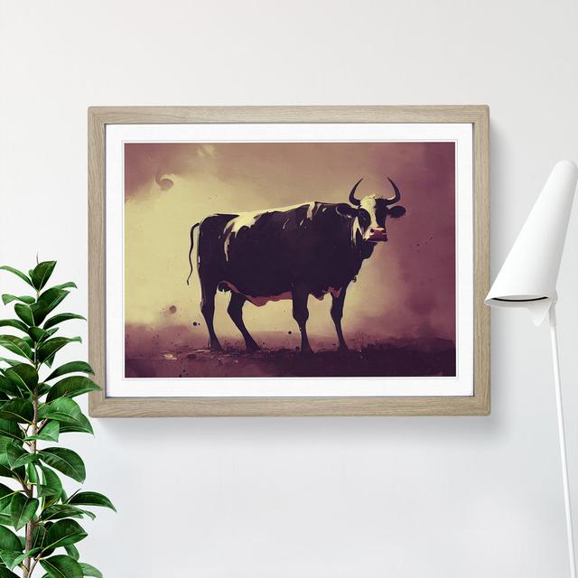 Cow Art Painting Vol.2 - Picture Frame Graphic Art Brambly Cottage Frame Colour: Oak, Size: 34cm H x 46cm W x 2cm D on Productcaster.