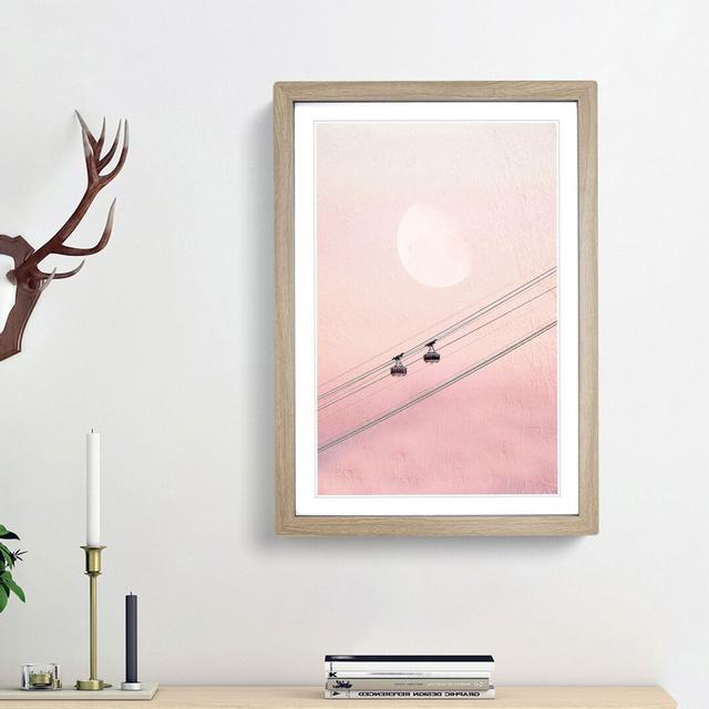 Cable Car to the Moon - Picture Frame Painting Print East Urban Home Frame Option: Oak Framed, Size: 48cm H x 36cm W x 2cm D on Productcaster.