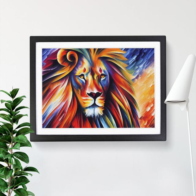 Lion Vol.1 Abstract - Single Picture Frame Painting Latitude Vive Size: 25cm H x 34cm W x 2cm D, Frame Colour: Black on Productcaster.