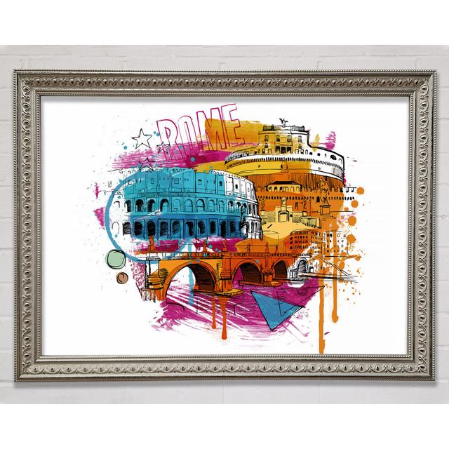 Rainbow City 1 - Single Picture Frame Painting on Canvas ClassicLiving Size: 100cm H x 141.4cm W x 3cm D, Format: Silver Framed Paper on Productcaster.