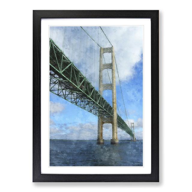 Mackinac Bridge in Michigan - Picture Frame Graphic Art East Urban Home Frame Option: Black Framed, Size: 36cm H x 27cm W x 2cm D on Productcaster.