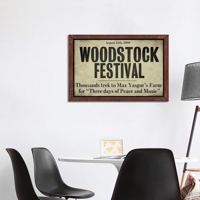 Woodstock - Vintage Newspaper Headline' Textual Art East Urban Home Size: 66.04cm H x 101.6cm W x 3.81cm D, Format: Brown Floater Framed on Productcaster.