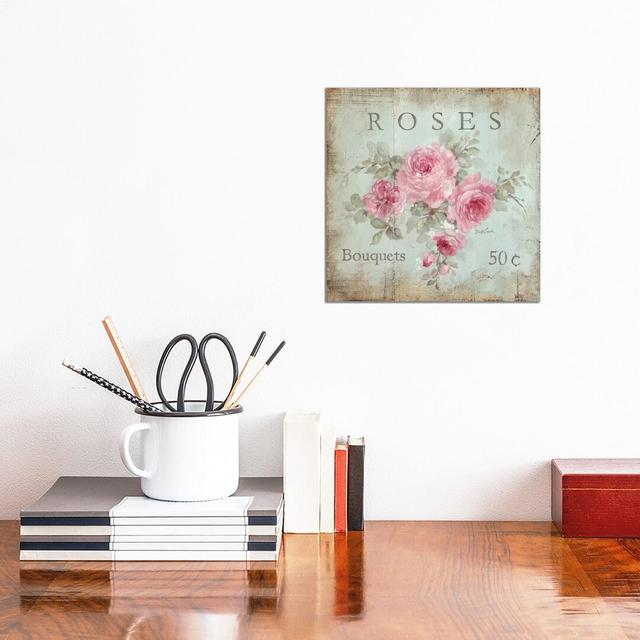 Rose Bouquets (50 Cents) by Debi Coules - Graphic Art Print on Canvas Fleur De Lis Living Size: 30.48cm H x 30.48cm W x 1.91cm D, Frame Option: No Fra on Productcaster.