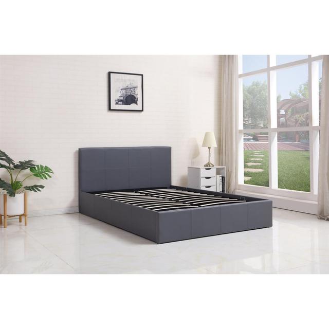 Ottoman Stoarge Bed leather and 1 Mattress Latitude Run Colour: Grey, Size: Small Double (4') on Productcaster.