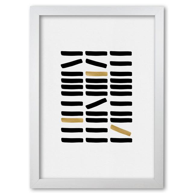 Black And Gold Abstract - Print East Urban Home Format: White Grain Frame, Size: 60 cm H x 42 cm W x 5 cm D on Productcaster.