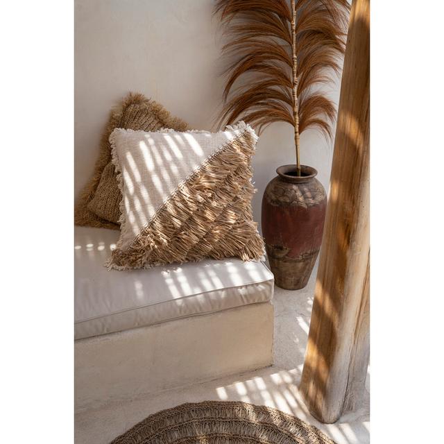 The Raffia Cotton Cushion Cover - Natural White August Grove Size: 60cm H x 60cm W on Productcaster.