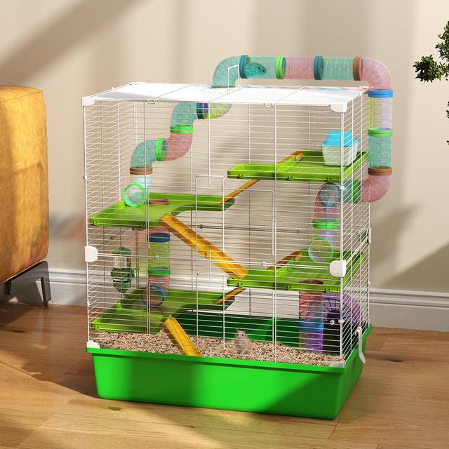 Hamster Cage PawHut Colour: Green on Productcaster.