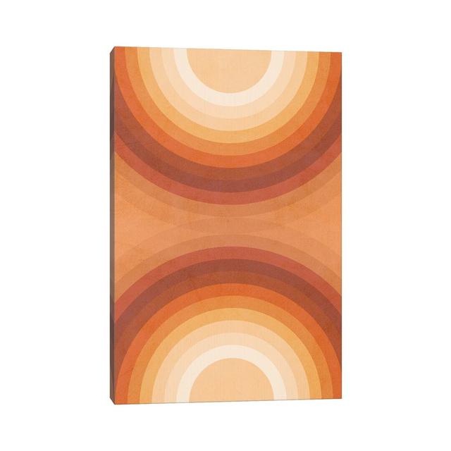 Midmod Geo VII Terracotta Double Rainbows - Print on Canvas Corrigan Studio Format: Wrapped Canvas, Size: 101.6cm H x 66.04cm W x 3.81cm D on Productcaster.